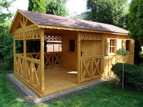 Domek ogrodowy | Michael 300 x 300 cm + Taras 225 cm Domek ogrodowy | Michael 300 x 300 cm + Taras 225 cm