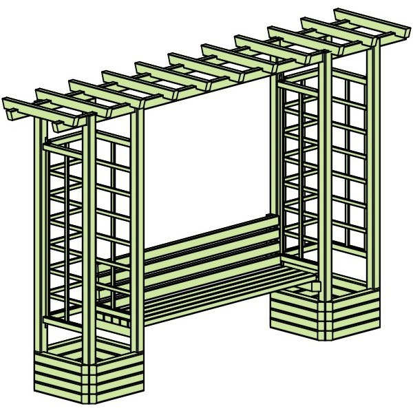 Pergola | Ogrodowa z ławką prosta 210 x 350 x 72 cm Pergola | Ogrodowa z ławką prosta 210 x 350 x 72 cm