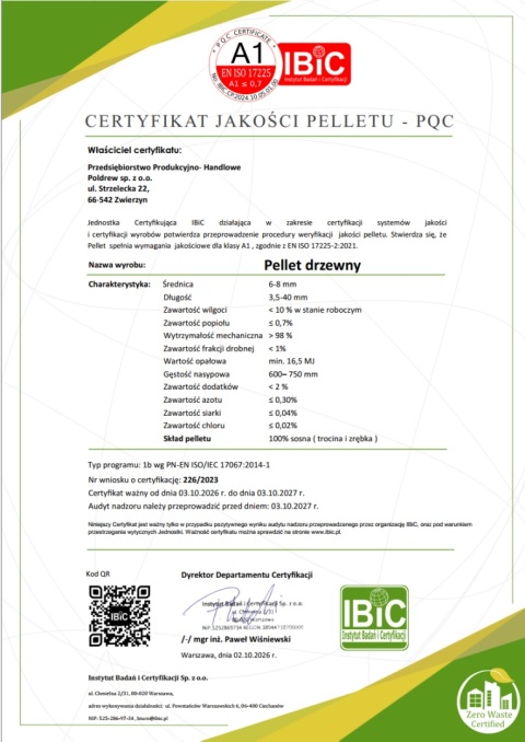 Drewno opałowe Pellet drzewny 990KG EN 17,1 MJ