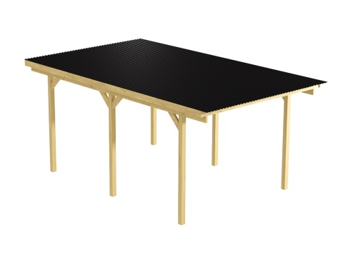 Wiata Garażowa Granit I 300 x 500 cm (Słupek 210 cm) z dachem czarnym PVC arkusz 2,6m