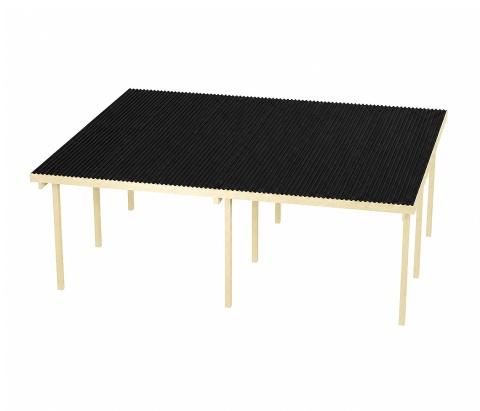 Wiata garażowa dwustanowiskowa Granit II 600 x 500 cm (Słupek 210cm) z dachem czarnym PVC