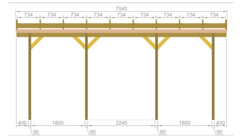 Wiata | Przyścienna garażowa drewniana 350 x 700 cm Wiata | Przyścienna garażowa drewniana 350 x 700 cm