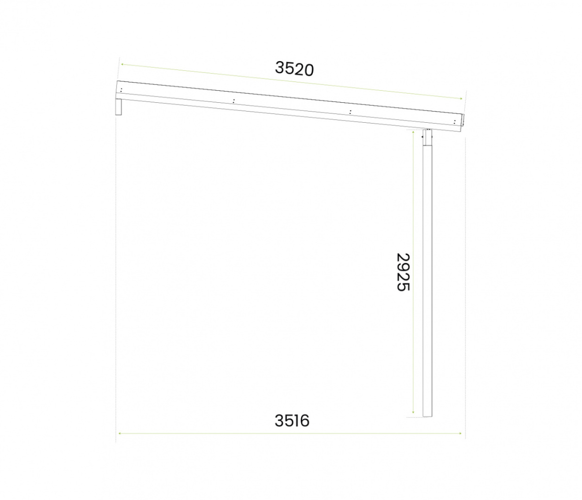 Wiata przyścienna garażowa drewniana 350 x 724 cm Wiata przyścienna garażowa drewniana 350 x 724 cm