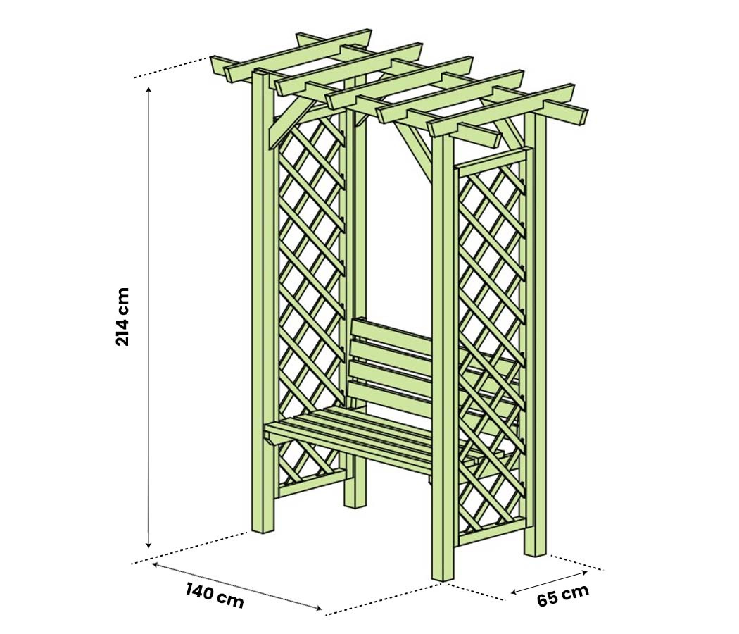 Pergola | Ogrodowa z ławką 214 x 140 x 65 cm Pergola | Ogrodowa z ławką 214 x 140 x 65 cm