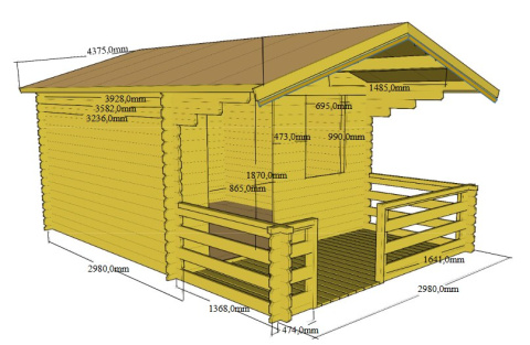 Domek | Kanada ogrodowy 300 x 300 cm 28mm + podłoga 15mm, taras + opierzenia Domek | Kanada ogrodowy 300 x 300 cm 28mm + podłoga 15mm, taras + opierzenia