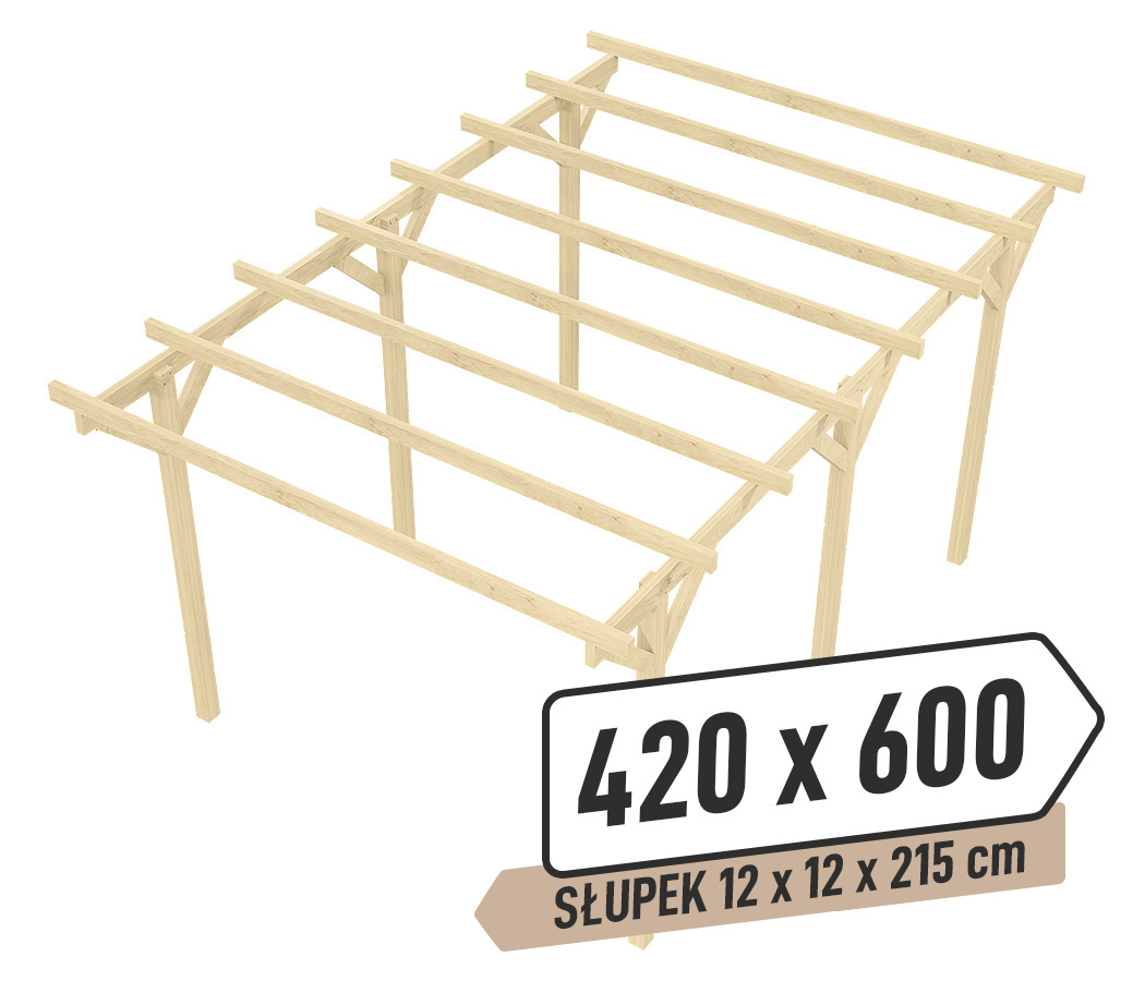 Wiata KVH Sucha Premium 420 x 600 cm - model wolnostojący z drewna klejonego na mikrowczepy
