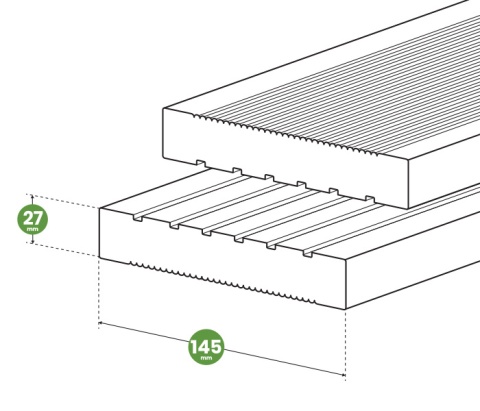 Deska tarasowa | sosnowa sucha 27 x 145 x 4000 mm Deska tarasowa | sosnowa sucha 27 x 145 x 4000 mm