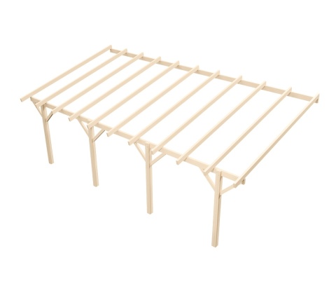 Wiata | KVH Sucha Premium - 400 x 800 cm - słupki 12x12x300 cm garażowa przyścienna - zastrzał prosty Wiata | KVH Sucha Premium - 400 x 800 cm - słupki 12x12x300 cm garażowa przyścienna - zastrzał prosty