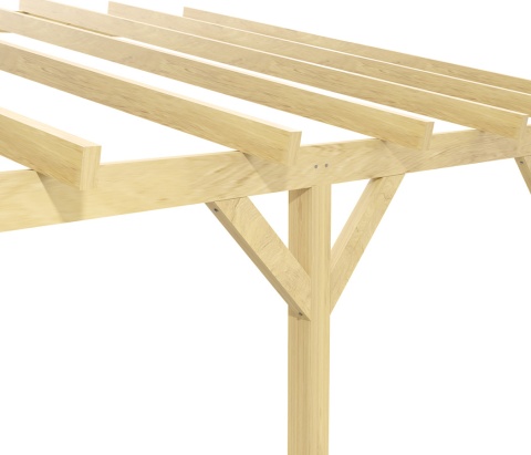 Wiata | KVH Sucha Premium - 400 x 800 cm - słupki 12x12x300 cm garażowa przyścienna - zastrzał prosty Wiata | KVH Sucha Premium - 400 x 800 cm - słupki 12x12x300 cm garażowa przyścienna - zastrzał prosty