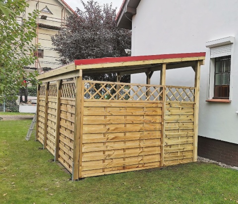 Wiata przyścienna garażowa drewniana 350 x 724 cm Wiata przyścienna garażowa drewniana 350 x 724 cm