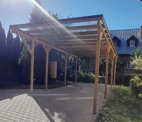 Wiata przyścienna garażowa drewniana 350 x 724 cm Wiata przyścienna garażowa drewniana 350 x 724 cm