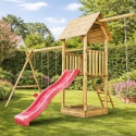 Plac zabaw do ogrodu dla dzieci Alex z podwójną huśtawką i liną do wspinania