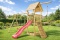 Plac zabaw do ogrodu dla dzieci Alex z podwójną huśtawką, liną do wspinania i rampą z liną