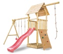 Plac zabaw do ogrodu dla dzieci Alex z podwójną huśtawką, liną do wspinania i ścianką wspinaczkową