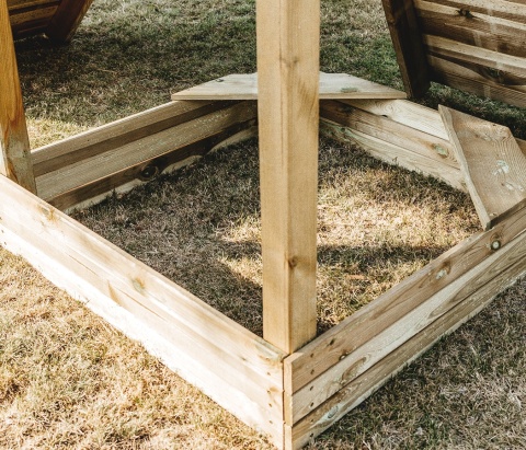 Plac zabaw do ogrodu dla dzieci Alex z podwójną huśtawką, liną do wspinania i rampą z liną