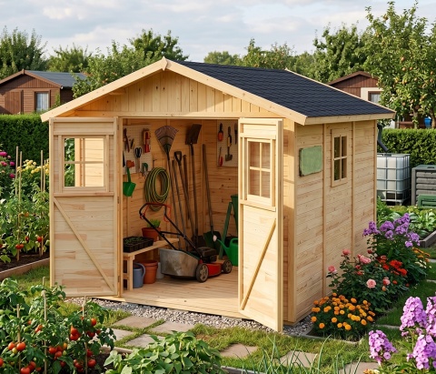 Domek Napoli 300 x 300 cm z podłogą ogrodowy narzędziowy modułowy