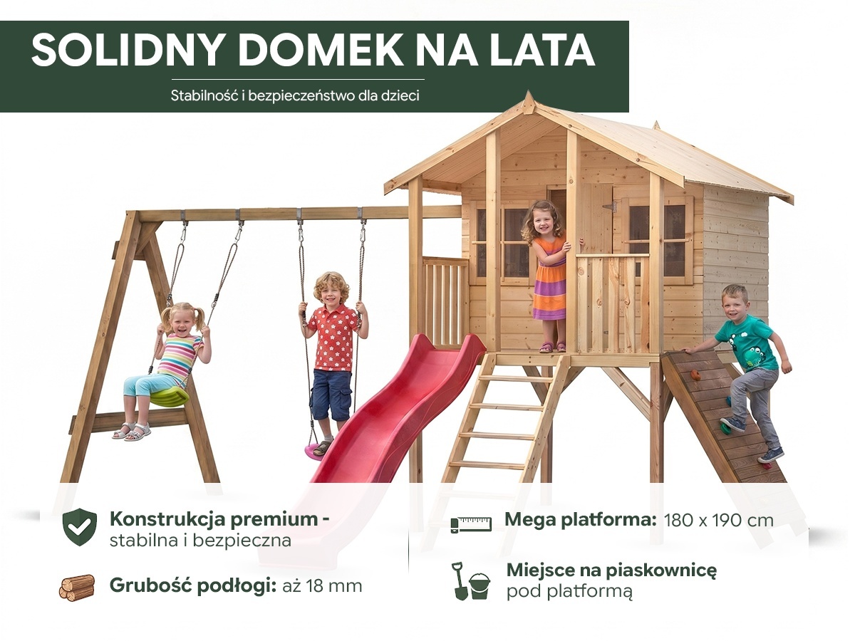 Plac zabaw Borys 2 ze zjeżdżalnią, huśtawką i ścianką do wspinania