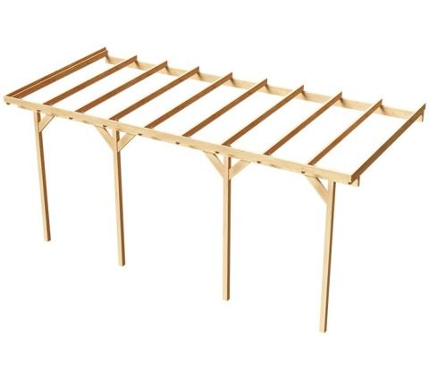 Zadaszenie ogrodowe przyścienne drewniane 300 x 724 cm
