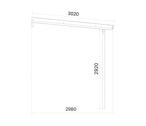 Zadaszenie ogrodowe przyścienne drewniane 300 x 724 cm