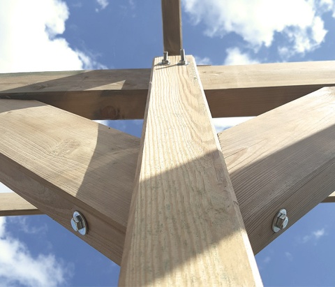 Zadaszenie tarasu ogrodowe przyścienne drewniane 350 x 484 cm