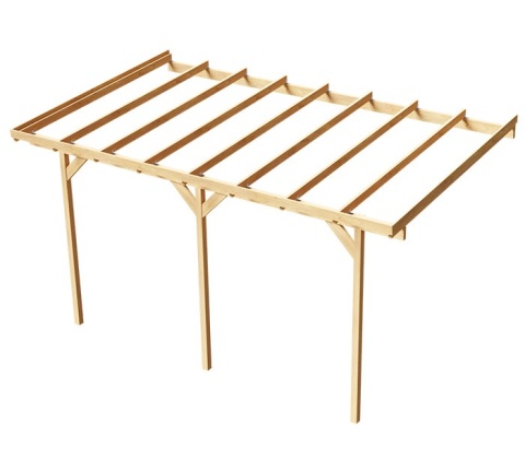 Zadaszenie tarasu ogrodowe przyścienne drewniane 350 x 604 cm