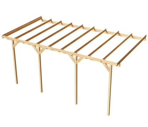 Zadaszenie tarasu ogrodowe przyścienne drewniane 350 x 724 cm