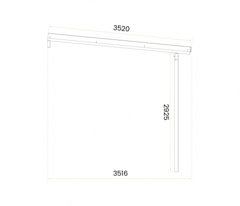 Zadaszenie tarasu ogrodowe przyścienne drewniane 350 x 724 cm
