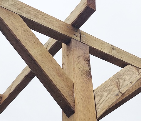 Zadaszenie tarasu 300 x 309 cm pergola ogrodowa wolnostojąca drewniana słupek 210